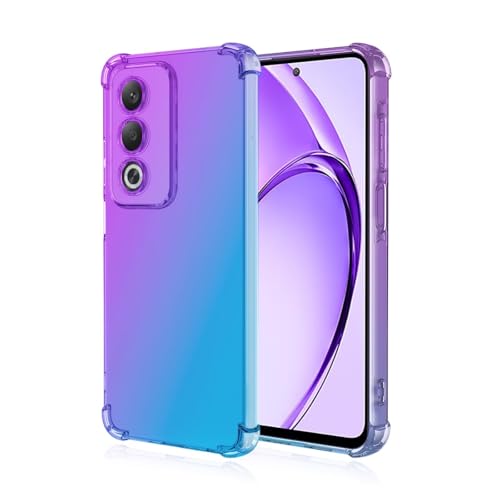 RankOne Hülle Geeignet für Oppo A80 5G (6.67" Inches) Transparente TPU Silikon Farbverlauf Color Case - Blau Lila von RankOne