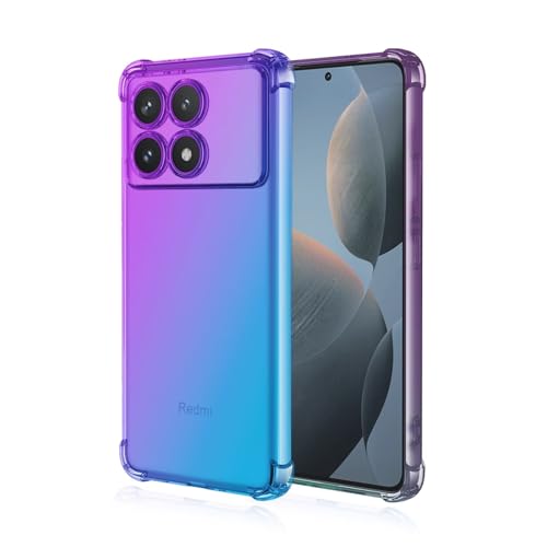 RankOne Hülle Geeignet für Poco X6 Pro 5G (6.67" Inches) Transparente TPU Silikon Farbverlauf Color Case - Blau Lila von RankOne