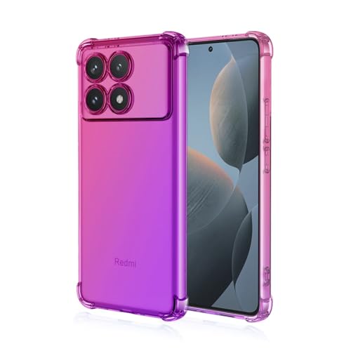 RankOne Hülle Geeignet für Poco X6 Pro 5G (6.67" Inches) Transparente TPU Silikon Farbverlauf Color Case - Pink Lila von RankOne