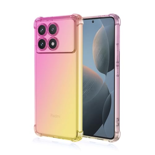 RankOne Hülle Geeignet für Poco X6 Pro 5G (6.67" Inches) Transparente TPU Silikon Farbverlauf Color Case - Rosa Gold von RankOne