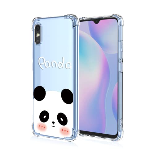 RankOne Hülle Geeignet für Redmi 9A / Redmi 9AT (6.53" Inches) Transparente TPU Silikon Farbzeichnungsmuster Case - Panda von RankOne