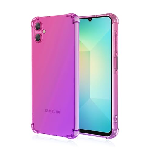 RankOne Hülle Geeignet für Samsung Galaxy A06 (6.7" Inches) Transparente TPU Silikon Farbverlauf Color Case - Pink Lila von RankOne
