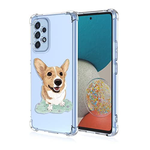 RankOne Hülle Geeignet für Samsung Galaxy A52 / A52 5G / A52s 5G (6.5" Inches) Transparente TPU Silikon Farbzeichnungsmuster Case - Corgi von RankOne