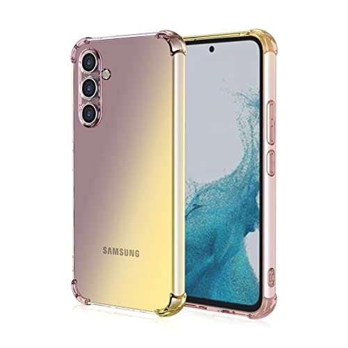 RankOne Hülle Geeignet für Samsung Galaxy A54 5G (6.4" Inches) Transparente TPU Silikon Farbverlauf Color Case - Schwarzes Gold von RankOne