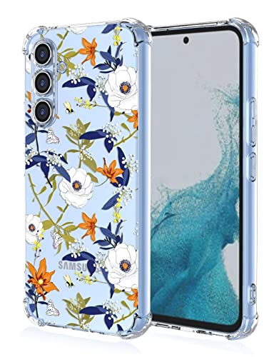 RankOne Hülle Geeignet für Samsung Galaxy A54 5G (6.4" Inches) Transparente TPU Silikon Farbzeichnungsmuster Case - Ahornblatt von RankOne