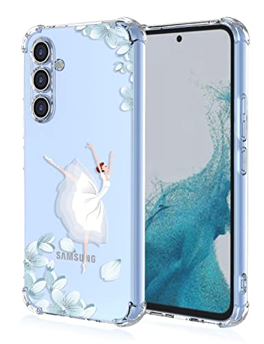 RankOne Hülle Geeignet für Samsung Galaxy A54 5G (6.4" Inches) Transparente TPU Silikon Farbzeichnungsmuster Case - Ballerin 1 von RankOne
