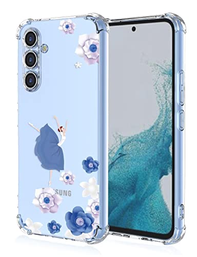 RankOne Hülle Geeignet für Samsung Galaxy A54 5G (6.4" Inches) Transparente TPU Silikon Farbzeichnungsmuster Case - Ballerin 2 von RankOne