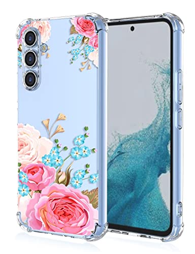 RankOne Hülle Geeignet für Samsung Galaxy A54 5G (6.4" Inches) Transparente TPU Silikon Farbzeichnungsmuster Case - Blumen 6 von RankOne