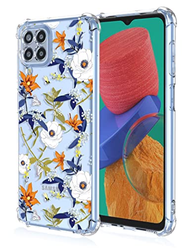 RankOne Hülle Geeignet für Samsung Galaxy M53 5G (6.7" Inches) Transparente TPU Silikon Farbzeichnungsmuster Case - Ahornblatt von RankOne