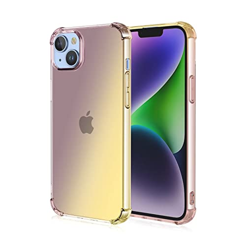 RankOne Hülle Geeignet für Smartphone, Compatible with iPhone 15 (6.1" Inches) Transparente TPU Silikon Farbverlauf Color Case - Schwarzes Gold von RankOne
