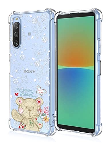 RankOne Hülle Geeignet für Sony Xperia 10 IV (6" Inches) Transparente TPU Silikon Farbzeichnungsmuster Case - Puppenbär von RankOne