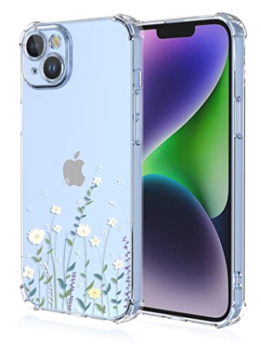 RankOne Hülle Geeignet für iPhone 14 (6.1" Inches) Transparente TPU Silikon Farbzeichnungsmuster Case - Blumen 10 von RankOne