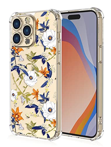 RankOne Hülle Geeignet für iPhone 14 Pro (6.1" Inches) Transparente TPU Silikon Farbzeichnungsmuster Case - Ahornblatt von RankOne