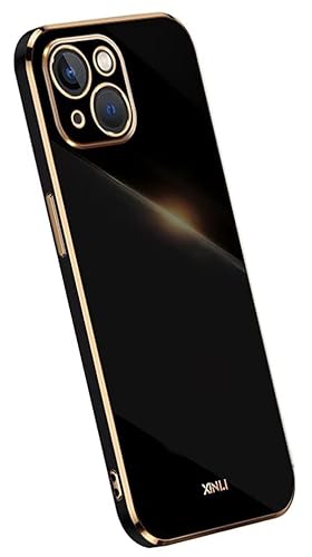 RankOne Hülle ist geeignet für Smartphone, Compatible with iPhone 15 (6.1" Inches), Galvanikrahmen Silikon Handyhülle - Schwarz von RankOne