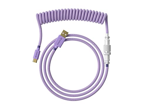Ranked Coiled Cable | Handgefertigtes Double-Sleeved Geflochtenes Kabel | USB Typ C auf A | 5-Pin Aviator-Anschluss für Custom Mechanical Gaming Keyboard | Unterstützt Schnellladung 20W (Lavendel) von Ranked
