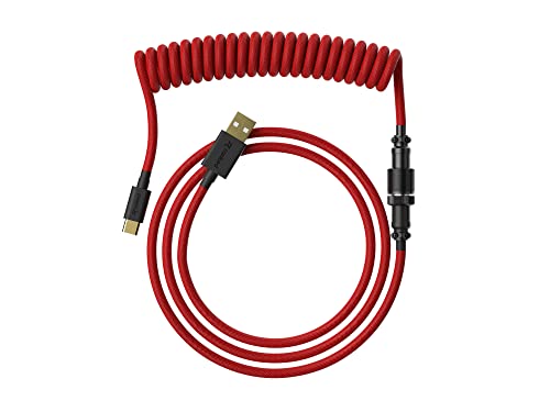 Ranked Coiled Cable | Handgefertigtes Double-Sleeved Geflochtenes Kabel | USB Typ C auf A | 5-Pin Aviator-Anschluss für Custom Mechanical Gaming Keyboard | Unterstützt Schnellladung 20W (Rot) von Ranked