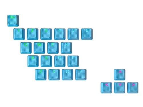 Ranked Gummi-Tastenkappen-Set | Doppelschuss Durchscheinend | OEM-Profil für Mechanische Gaming-Tastatur ( Neon Blue , 23 Tasten ) von Ranked