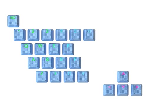 Ranked Gummi-Tastenkappen-Set | Doppelschuss Durchscheinend | OEM-Profil für Mechanische Gaming-Tastatur (Blue Malibu , 23 Tasten ) von Ranked
