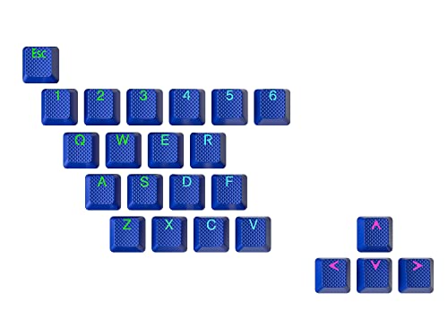 Ranked Gummi-Tastenkappen-Set | Doppelschuss Durchscheinend | OEM-Profil für Mechanische Gaming-Tastatur (Dunkelblau , 23 Tasten ) von Ranked