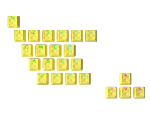 Ranked Gummi-Tastenkappen-Set | Doppelschuss Durchscheinend | OEM-Profil für Mechanische Gaming-Tastatur (Gelb, 23 Tasten) von Ranked