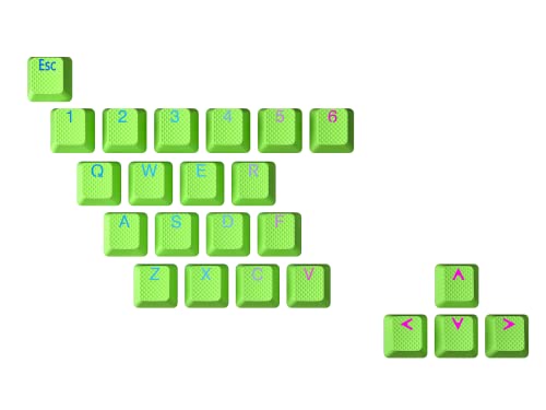 Ranked Gummi-Tastenkappen-Set | Doppelschuss Durchscheinend | OEM-Profil für Mechanische Gaming-Tastatur (Neon Green, 23 Tasten) von Ranked