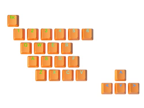 Ranked Gummi-Tastenkappen-Set | Doppelschuss Durchscheinend | OEM-Profil für Mechanische Gaming-Tastatur (Neon Orange, 23 Tasten) von Ranked