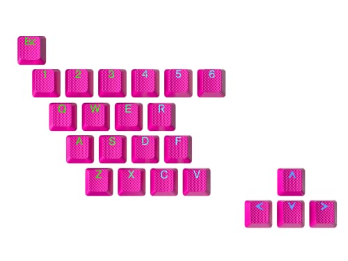 Ranked Gummi-Tastenkappen-Set | Doppelschuss Durchscheinend | OEM-Profil für Mechanische Gaming-Tastatur (Neon Pink, 23 Tasten) von Ranked