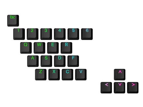 Ranked Gummi-Tastenkappen-Set | Doppelschuss Durchscheinend | OEM-Profil für Mechanische Gaming-Tastatur (Schwarz , 23 Tasten ) von Ranked