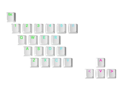 Ranked Gummi-Tastenkappen-Set | Doppelschuss Durchscheinend | OEM-Profil für Mechanische Gaming-Tastatur (weiß , 23 Tasten ) von Ranked