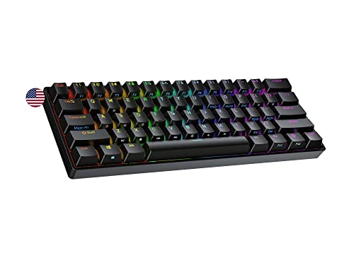 Ranked N60 Nova Mechanische 60 Prozent Tastatur | Hotswap Gaming Keyboard | 61 Programmierbare Tasten mit RGB Beleuchtung | PC/Mac Gamer | US American Layout (Schwarz, Gateron Pro Red) von Ranked