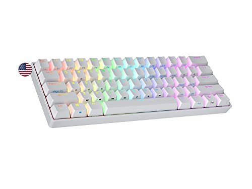 Ranked N60 Nova Mechanische 60 Prozent Tastatur | Hotswap Gaming Keyboard | 61 Programmierbare Tasten mit RGB Beleuchtung | PC/Mac Gamer | US American Layout (Weiß, Gateron Blue) von Ranked