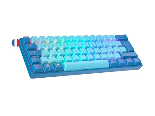 Ranked N60 Nova Mechanische 60 Prozent Tastatur | Hotswap Gaming Keyboard | 62 Programmierbare Tasten mit RGB Beleuchtung | PC/Mac Gamer | AZERTY Französisches (Blau, Gateron Pro Red) von Ranked