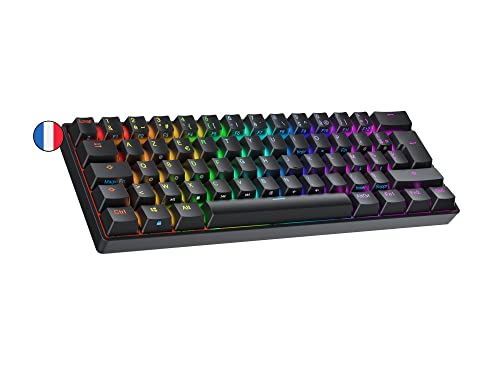 Ranked N60 Nova Mechanische 60 Prozent Tastatur | Hotswap Gaming Keyboard | 62 Programmierbare Tasten mit RGB Beleuchtung | PC/Mac Gamer | AZERTY Französisches (Schwarz, Gateron Pro Brown) von Ranked