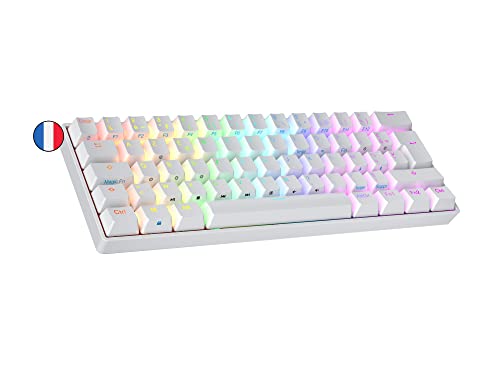 Ranked N60 Nova Mechanische 60 Prozent Tastatur | Hotswap Gaming Keyboard | 62 Programmierbare Tasten mit RGB Beleuchtung | PC/Mac Gamer | AZERTY Französisches (Weiß, Gateron Brown) von Ranked