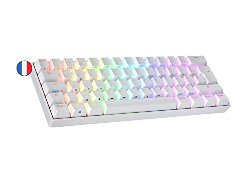 Ranked N60 Nova Mechanische 60 Prozent Tastatur | Hotswap Gaming Keyboard | 62 Programmierbare Tasten mit RGB Beleuchtung | PC/Mac Gamer | AZERTY Französisches (Weiß, Gateron Pro Brown) von Ranked