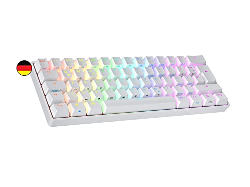 Ranked N60 Nova Mechanische 60 Prozent Tastatur | Hotswap Gaming Keyboard | 62 Programmierbare Tasten mit RGB Beleuchtung | PC/Mac Gamer | ISO DE QWERTZ (Weiß, Gateron Pro Yellow) von Ranked