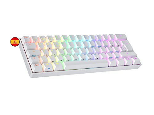 Ranked N60 Nova Mechanische 60 Prozent Tastatur | Hotswap Gaming Keyboard | 62 Programmierbare Tasten mit RGB Beleuchtung | PC/Mac Gamer | ISO ES Spanisch (Weiß, Gateron Brown) von Ranked
