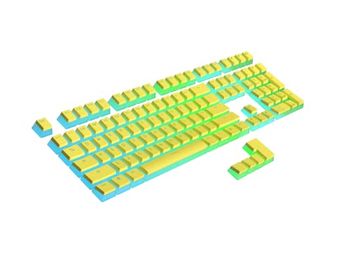 Ranked Pudding PBT-Tastenkappen | 112 Double Shot Transluzent ANSI US- und ISO-Layout | OEM-Profil für mechanische RGB-Gaming-Tastatur (Gelb) von Ranked