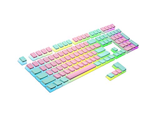 Ranked Pudding PBT-Tastenkappen | 112 Double Shot Transluzent ANSI US- und ISO-Layout | OEM-Profil für mechanische RGB-Gaming-Tastatur (Miami Vice) von Ranked