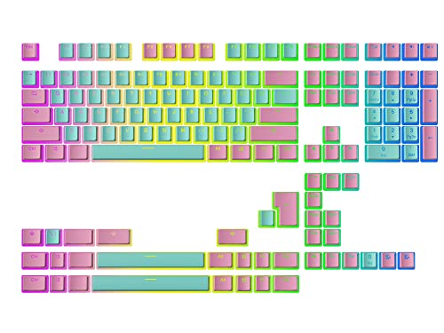 Ranked Pudding v2 PBT-Tastenkappen | 145 Double Shot Transluzent ANSI US- und ISO-Layout | OEM-Profil für mechanische RGB-Gaming-Tastatur (Miami) von Ranked