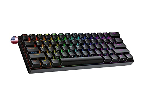 Ranked S60 Supernova Mechanische 60 Prozent Tastatur | Hotswap Gaming Keyboard | 61 Programmierbare Tasten mit RGB Beleuchtung | PC/Mac Gamer | US American Layout (Schwarz, Gateron Optical Blue) von Ranked