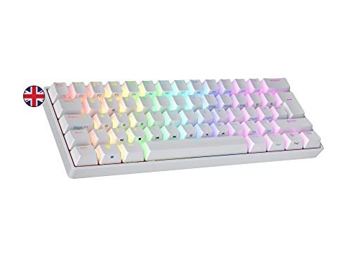 Ranked S60 Supernova Mechanische 60 Prozent Tastatur | Hotswap Gaming Keyboard | 62 Programmierbare Tasten mit RGB Beleuchtung | PC/Mac Gamer | ISO UK Layout (Weiß, Gateron Optical Speed Yellow) von Ranked