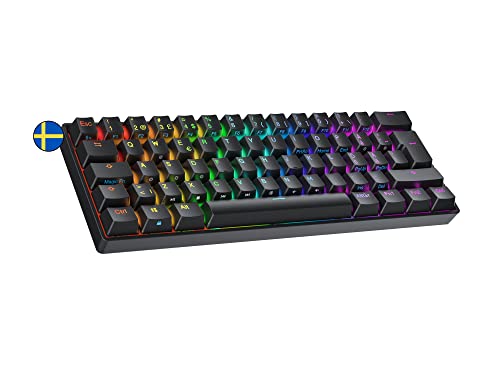 Ranked S60 Supernova Mechanische 60 Prozent Tastatur | Hotswap Gaming Keyboard | 62 Programmierbare Tasten mit RGB Beleuchtung | PC/Mac Gamer | Schwedisches Layout (Schwarz, Gateron Optical Red) von Ranked