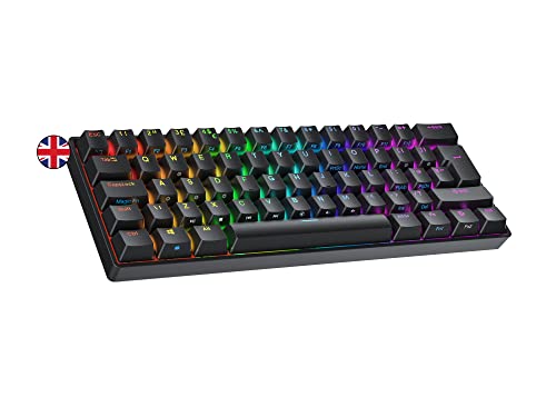 Ranked S60 Supernova Mechanische 60 Prozent Tastatur | Hotswap Gaming Keyboard | 62 Tasten mit RGB Beleuchtung | PC/Mac Gamer | ISO UK Layout (Schwarz, Gateron Optical Speed Yellow) von Ranked