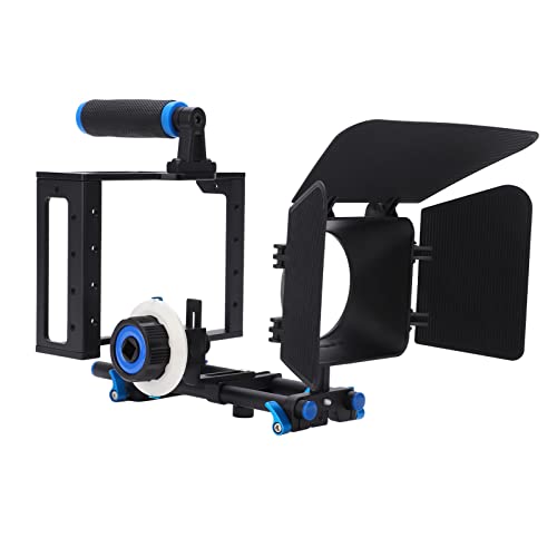 Rankomu Aluminium DSLR Kamera Video Cage Rig Kit, Filmherstellungssystem mit Follow Focus, Griff, leichtes Design für Camcorder und DSLR-Kameras von Rankomu