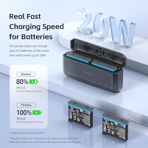Rankomu aMagisn AX13 2-Slot Schnelllade-Powerbank, 7710 mAh Kapazität, 20 W Akkuladegerät, PD3.0 Schnellladeetui, TF-Kartensteckplätze, Ersatz für X3-Akkus von Rankomu