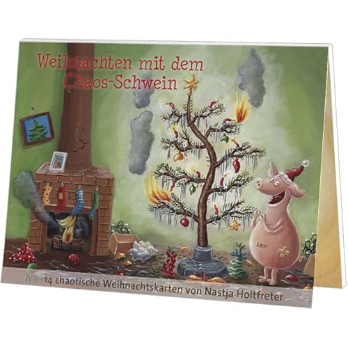 Postkartenbuch Weihnachten mit dem Chaos Schwein, 14 Karten, Weihnachtskarten Postkartenbücher Ansichtskarte Postkarte von Rannenberg & Friends