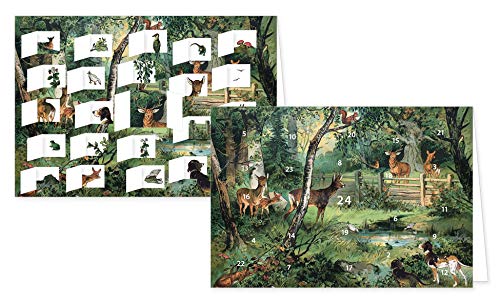 RASW099 - " Der Wald und seine Bewohner " Adventskalender-Doppelkarte - 12,5 x 18,5 cm mit hochwertigem Kuvert von Rannenberg & Friends