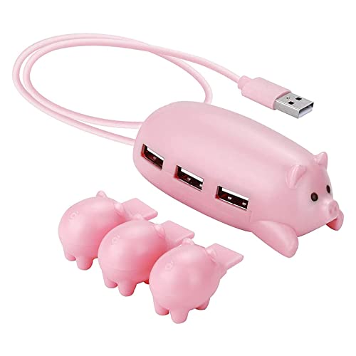 Cartoon Pink Pig 3 Port USB 2.0 Hub Splitter für Laptop USB Hub 2.0 Tastatur Maus Adapter Portable Extender Gadget Extended Splitter von Ranuw