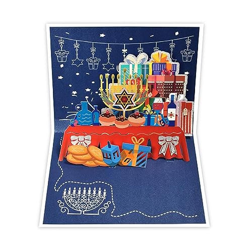 HappyHanukkah 3D-Grußkarte für Chanukka-Festival, handgefertigte Geschenke, PopUp-Menora, Licht, Geschenkkarte, Segenskarten, festliche Tischdekoration von Ranuw